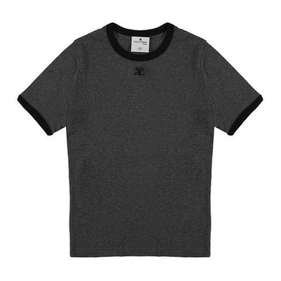 Courreges Logo Kontrast Ringer Kurzarm T-Shirt 146392156