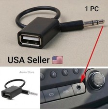 Black 3.5mm Male AUX Audio Plug Jack To USB 2.0 Male To Female Converter Car Mp3
