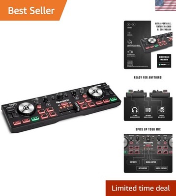 Ultra-Portable 2-Deck DJ Controller with Touch Jog Wheels for Serato Lite