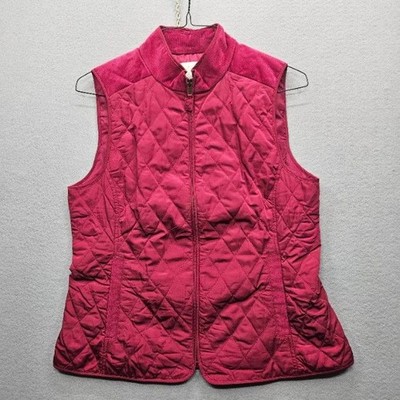 Talbots Women Size Medium Raspberry Pink Quilted Sleeveless Vest