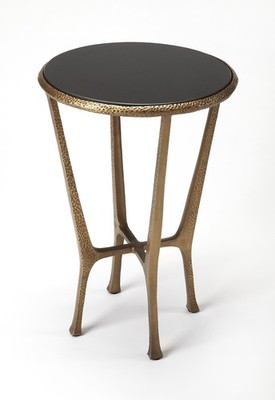 Flavio Side Table: Granite Top and Bronze Finish