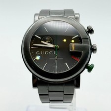 Gucci 101M Chronograph Watch Black Dial G Round Face Men's 44mm Pre-Owned