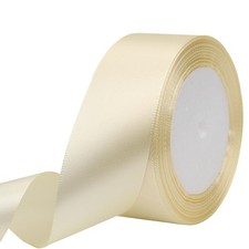 Rice White Solid Satin Ribbon 1-1/2 Inch 25 Yards Solid Polyester Fabric Ribbon