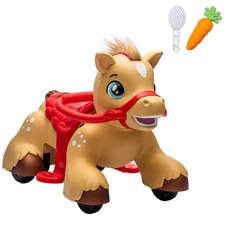 12V Ride On Horse Toy, Battery Powered Ride on Toy with Animal Sound, Brown