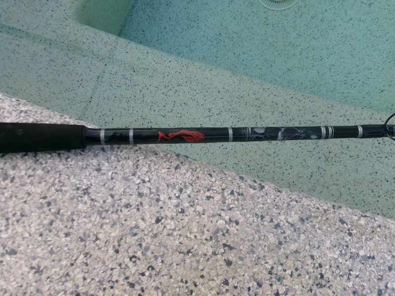 New, Custom built, 7'0" 20-40 lb E-Glass fishing rod with hand woven Red Snapper