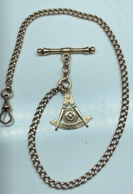 Antique Victorian Masonic 14k Solid Gold Pocket Watch Chain Fob