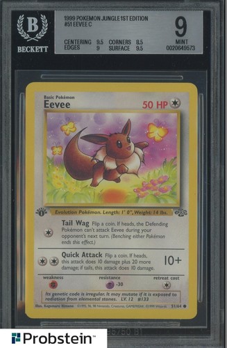 1999 Pokemon Jungle 1st Edition #51 Eevee BGS 9 MINT