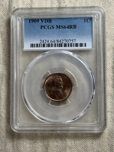 1909 VDB Lincoln Wheat Cent Penny PCGS MS64RB Iconic Date Nice Color