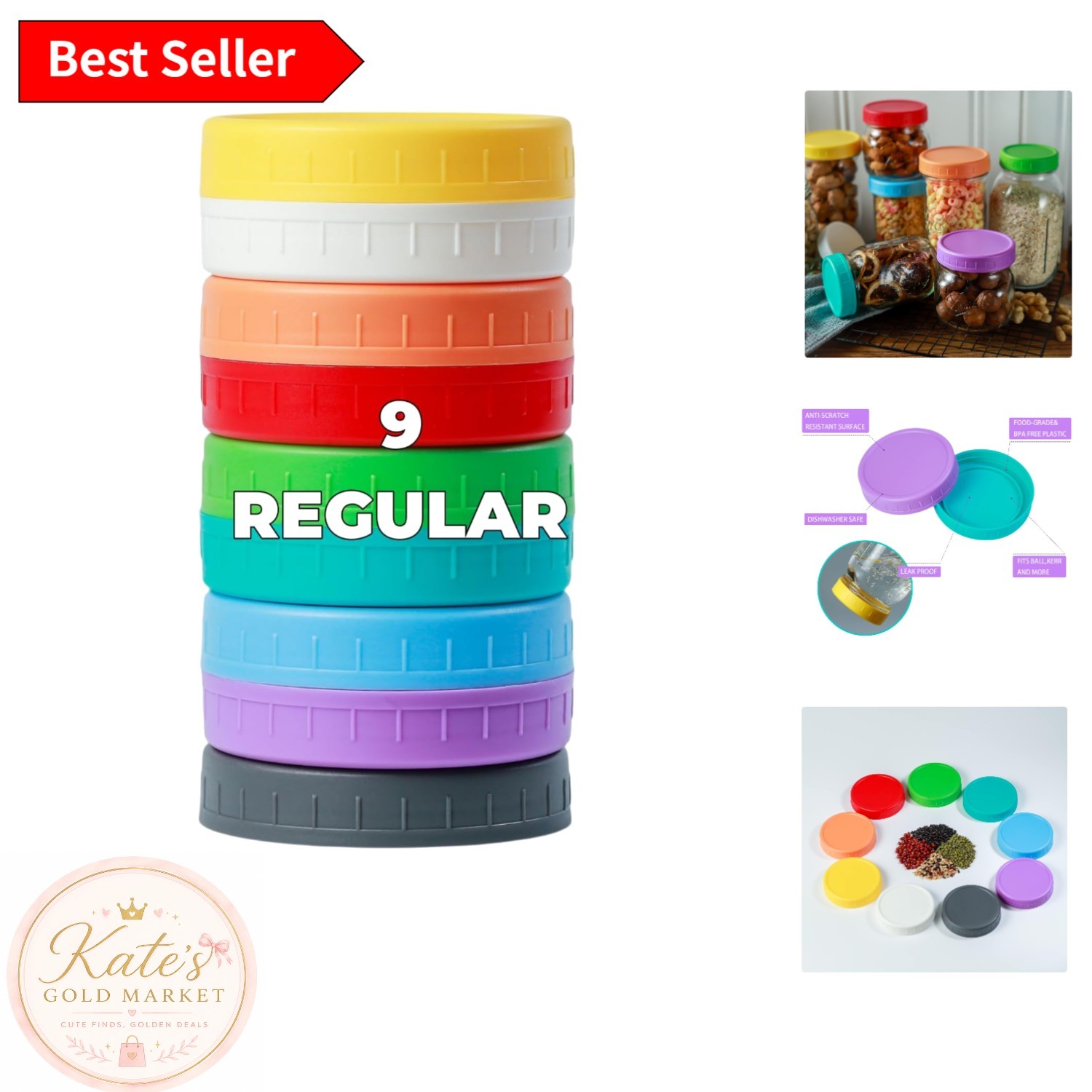 9 Reusable Regular Mouth Mason Jar Lids - Essential Leak-Pro