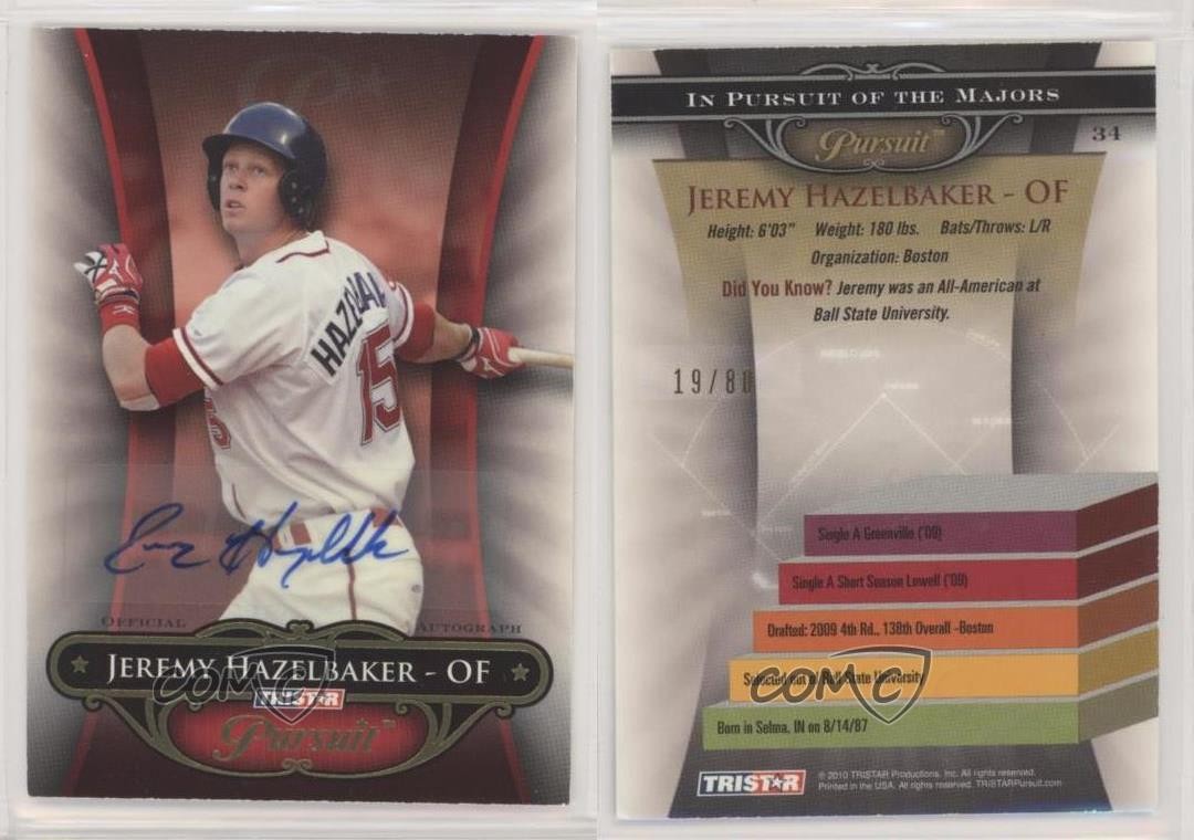 2010 TRISTAR Pursuit Auto 19/80 Jeremy Hazelbaker #34 Auto 0u9