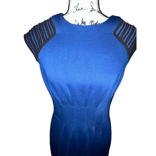 Maggy London Size 12 Twilight Blue Cap Sleeve Knee Length Sheath Dress New $128 - Picture 2 of 10