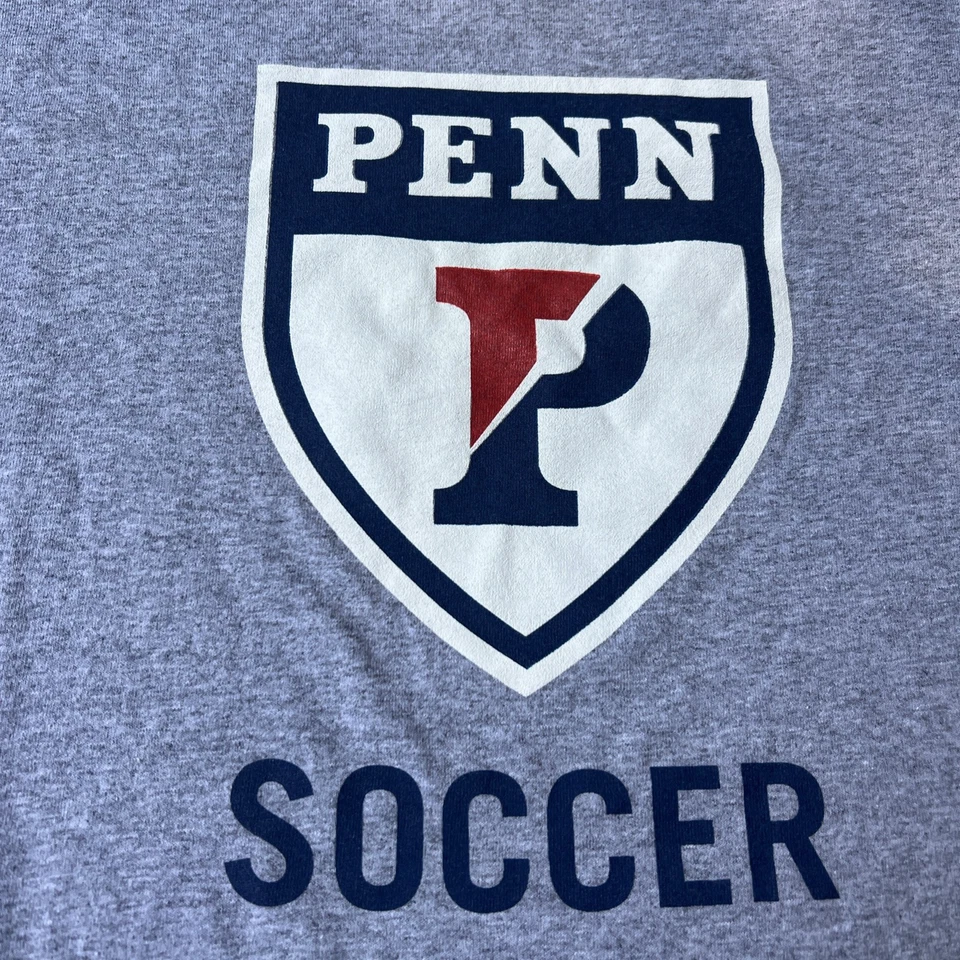 NWOT Authentic UPenn Quakers Soccer Team Issued Crest Logo Shirt Medium Gray - Image 3 of 4