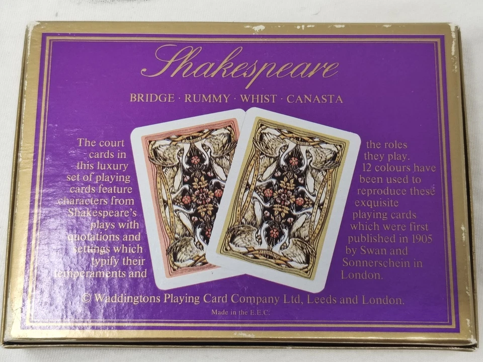 Waddingtons Shakespeare Playing Cards Bridge/Rummy/Whist/Canasta 2 Deck 1 Unopen - Image 3 of 4
