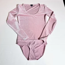 J. Crew Jeans Long Pink Velvet Bodysuit Long Sleeve Womens XS Preppy Holiday Y2K