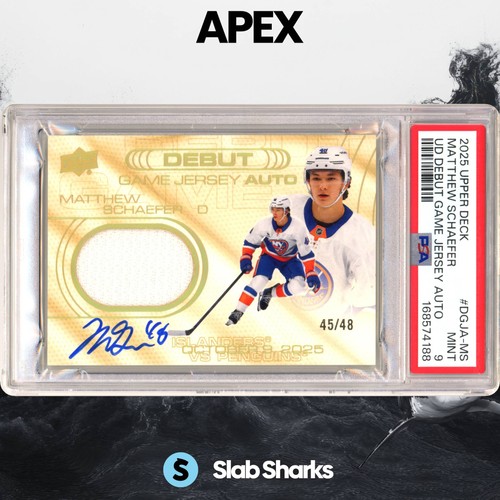 2025 UPPER DECK MATTHEW SCHAEFER DEBUT GAME JERSEY AUTO RC ROOKIE /48 PSA 9