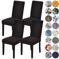 HZDHCLH Chair Covers for Dining Room Set of 4,Stretch Spandex Black Parsons C...