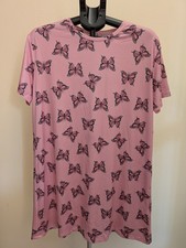 Unbranded Women's Size Large 8-10 Pink Butterfly Print Casual Nightgown
