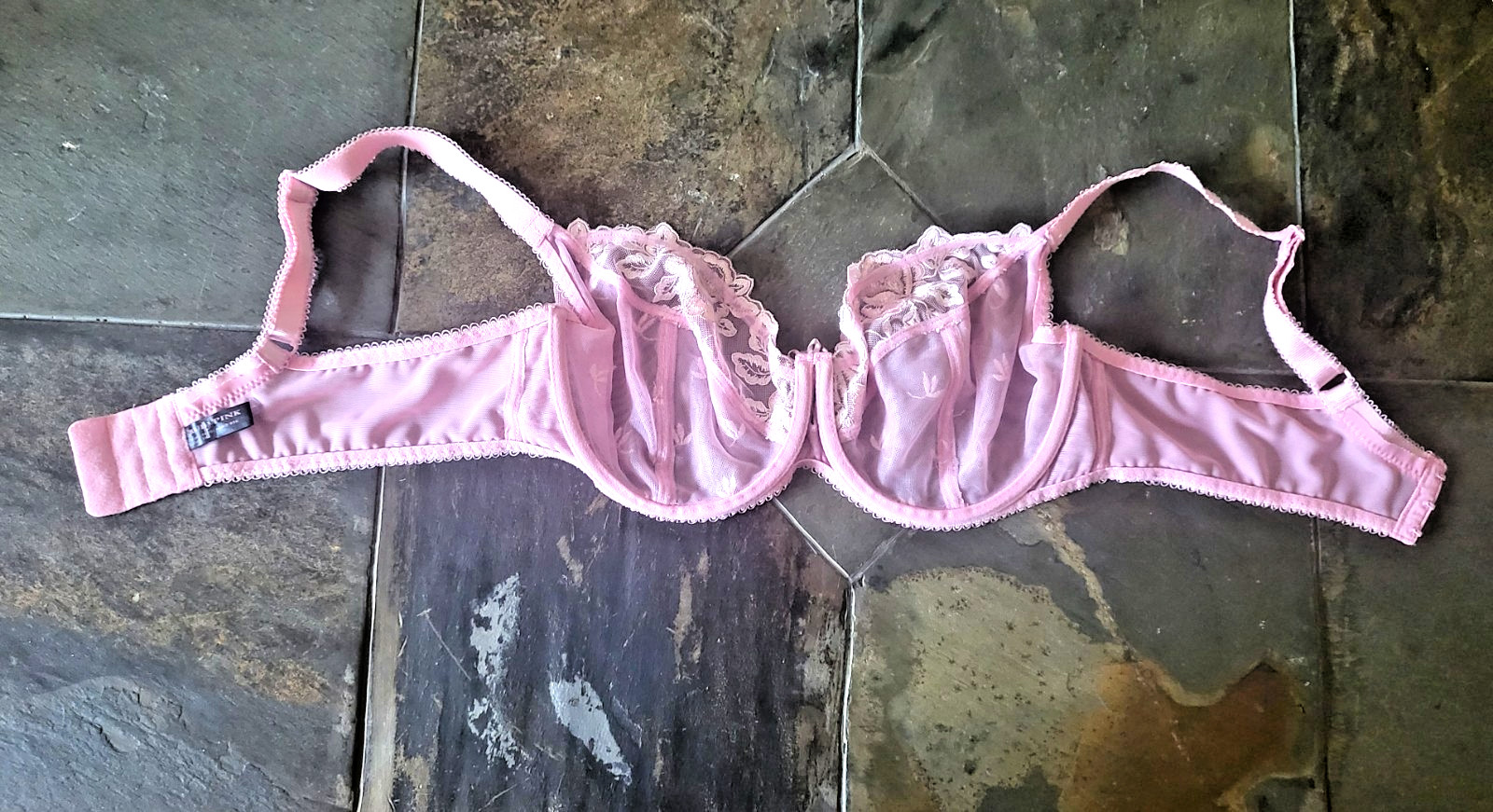 38E Ruby Pink Sheer Mesh Full Coverage Underwire … - image 4