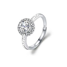 Luckilemon Moissanite Adjustable Engagement Adjustable, Classic circular
