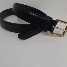 Brown Italian Full Grain Leather Men's Size 38 Belt with Gold Buckle