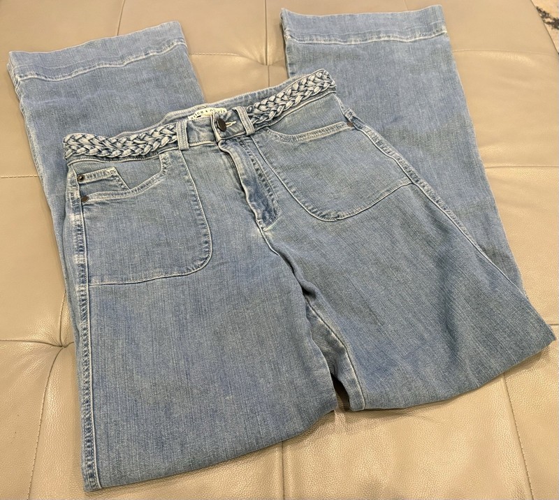 Alice + Olivia Size 30 Juno Braided Belt Flare Jeans In Anabell Blue