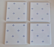 4 x Laura Ashley Romini Ceramic Wall Tiles; Bembridge Pattern. Sapphire/White.