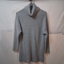 WAYF Women Chunky Knit Turtleneck Sweater Dress Long Sleeves Gray Size-XS