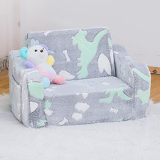 Baby Toddler Couch Chair Kids Foldable 2-In-1 Toddler Fold Out Couch Sofa for Pl