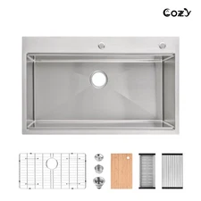 Cozy n Bath 36x22 inch overmount kitchen sink with accessors and drain