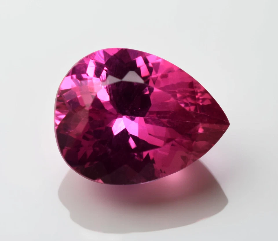 Lab Grown Pink Color Sapphire 12.35 Ct Pear Certified Loose Gemstone - Image 2 of 4