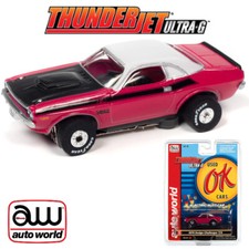 NEW Auto World Thunderjet Ok Used Cars 1970 Dodge Challenger T/A Pink HO Slot