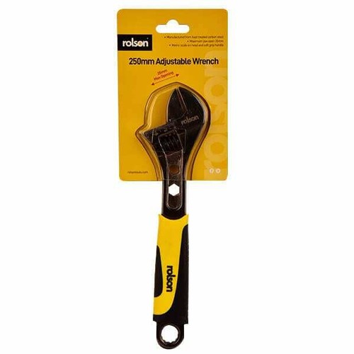 Rolson 250mm 10″ Adjustable Wrench (35mm Opening) Carbon Steel/Rubber Handle - Picture 3 of 5