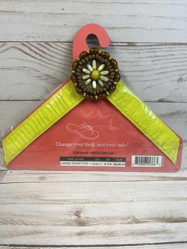NEW Lindsay Phillips SwitchFlops TRACY Shoe Straps YELLOW BEADED LARGE - Picture 4 of 5