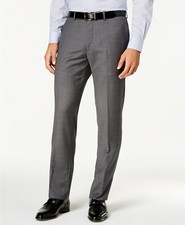 Calvin Klein Men's Gray Solid Extra Slim-Fit Wool Suit Separate Pants Size 40W