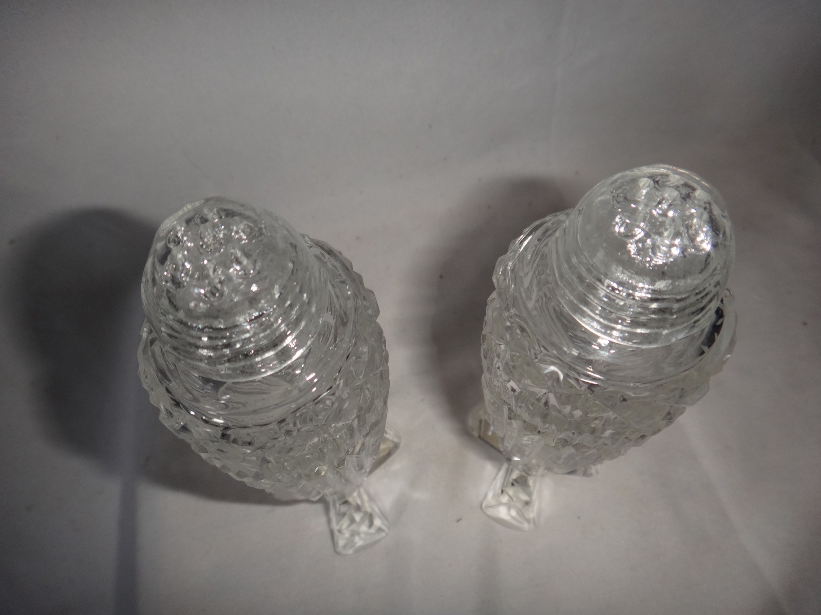 American Brilliant Period Cut Glass Rocket Ship / Bomb Salt & Pepper Shakers