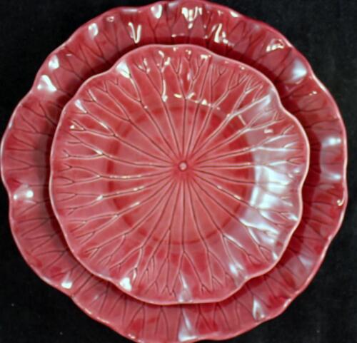 Metlox Lotus Cranberry Group of Dinner Plate and Salad Plate - Picture 2 of 4