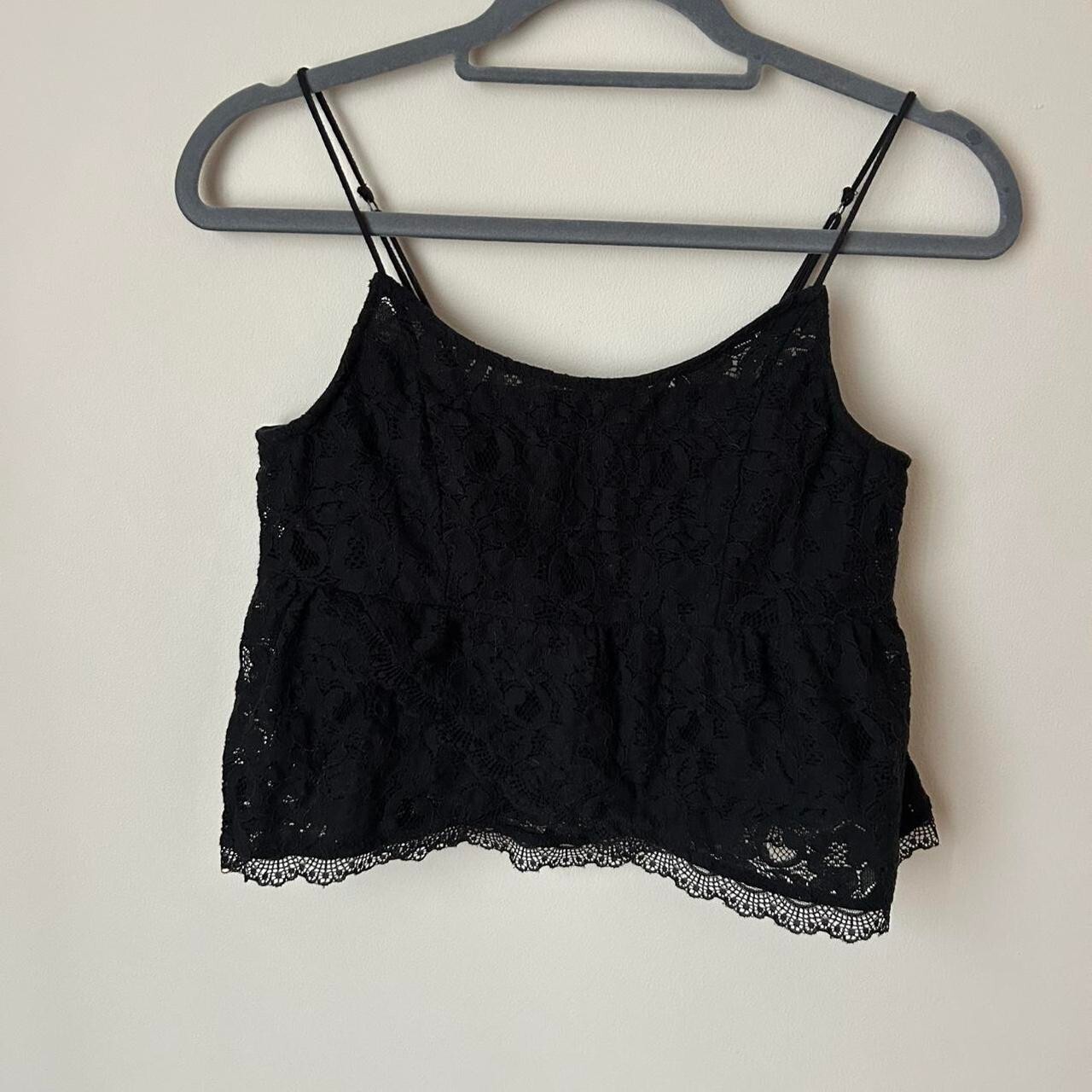 Hollister Co Lace Spaghetti Strap Sleeveless Tank Top Cropped Black Size XS