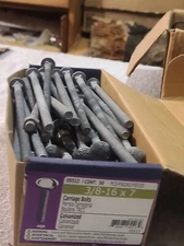 LOT 25 Carriage, Lag Bolts, 3/8- 16×7"  Washers, Nuts, Galvanized fasteners, HEX