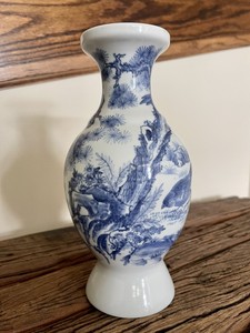 Chinese Porcelain Blue And White Vase Birds, Trees & Flowers Design