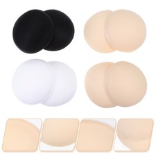 4 Pairs Round Bra Inserts Sponge Pads for Sports Bra Cups Black White