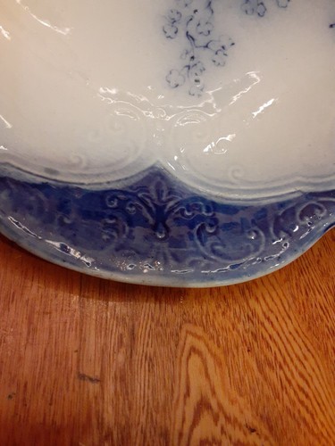 Antique Flow Blue Bizantine Royal Semi Porcelain Platter 16.5" W - Picture 10 of 16