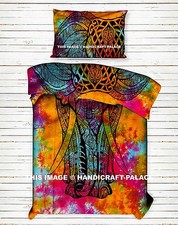 Indian Running Elephant Mandala Quilt Duvet Cover Bedding Cotton Bed Cover Set