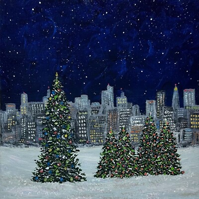 Christmas in the City: Unique 8'' x 8'' Acrylic Holiday Art