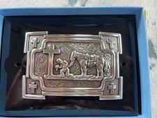 Nocona Mens Belt Buckle 3 3/8 X 2.25 in Cowboy Horse Cross Rectangle