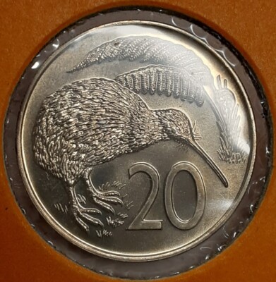 1969 New Zealand Proof-Like 20 Cents Coin w/Queen Elizabeth II