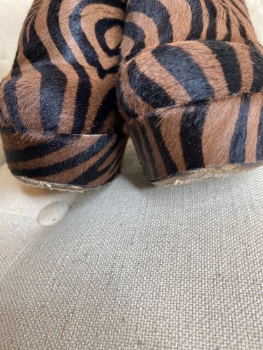 Alejandro Ingelmo Platform Zebra Animal Print Pony Hair Heels Bootie Sz 38 - Picture 12 of 12