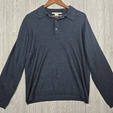 Perry Ellis Sweater Women's Medium Dark Blue Long Sleeve Lightweight Silk Wool