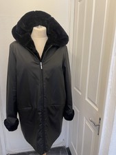 Savannah Women’s Hooded Winter Coat Faux Fur Lined Black Warm Coat Size 14 Uk