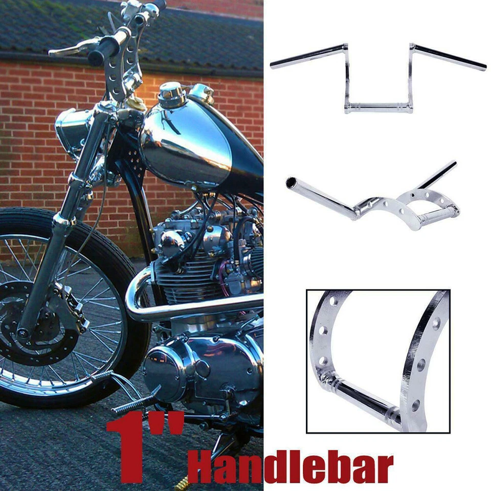 Manillar Z-Bars cromado de 1" para motocicleta Harley Sportster Dyna Bobber Chopper Foto 3 de 4