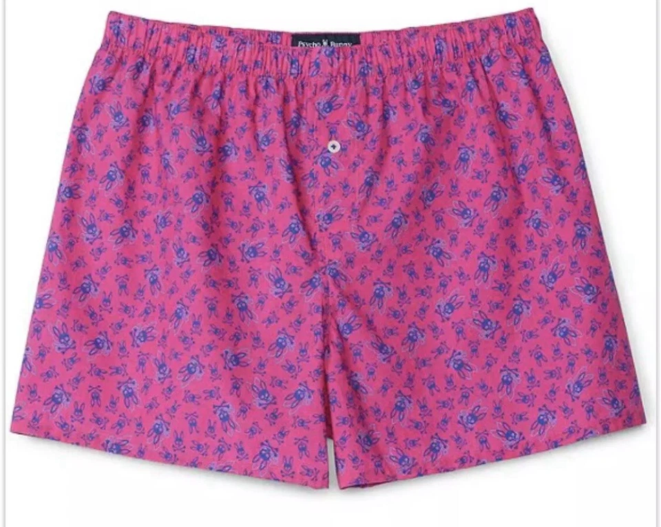 Psycho Bunny Size XL 2 PACK Logo Cotton Woven Boxers Shorts Blue Pink NWT - Image 4 of 4
